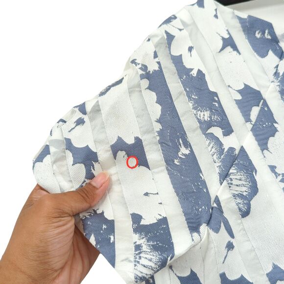 Kay Unger Women 12 Dress Gray White Mitered Stripes Floral Portrait Neckline NEW - Picture 11 of 11